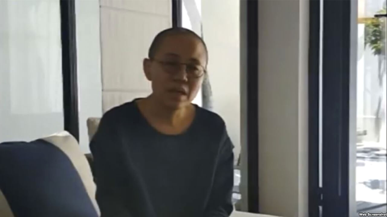 中国诺贝尔和平奖得主刘晓波遗孀刘霞在网络视频中(网络视频截图)