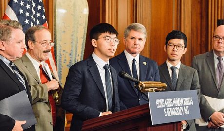 黄之锋在美国国会上发言，促请通过《香港人权及民主法案》