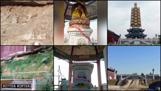 佛壁被遮盖、众多佛像及寺院周围的佛像被毁、元宝塔被拆