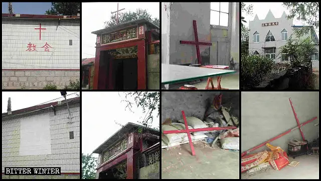 淄博市高青县多处聚会场所十字架被拆