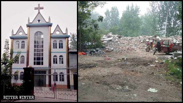 银张村被强拆的三自教堂